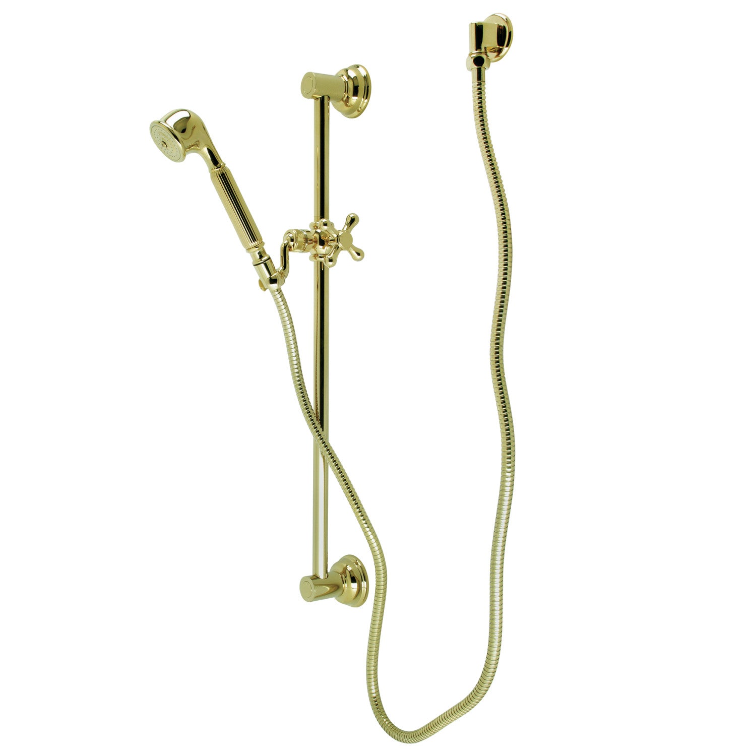 Kingston Heirloom KAK3322W2 - Système de douche assorti avec barre coulissante/agrippante 24 et douche à main, laiton poli