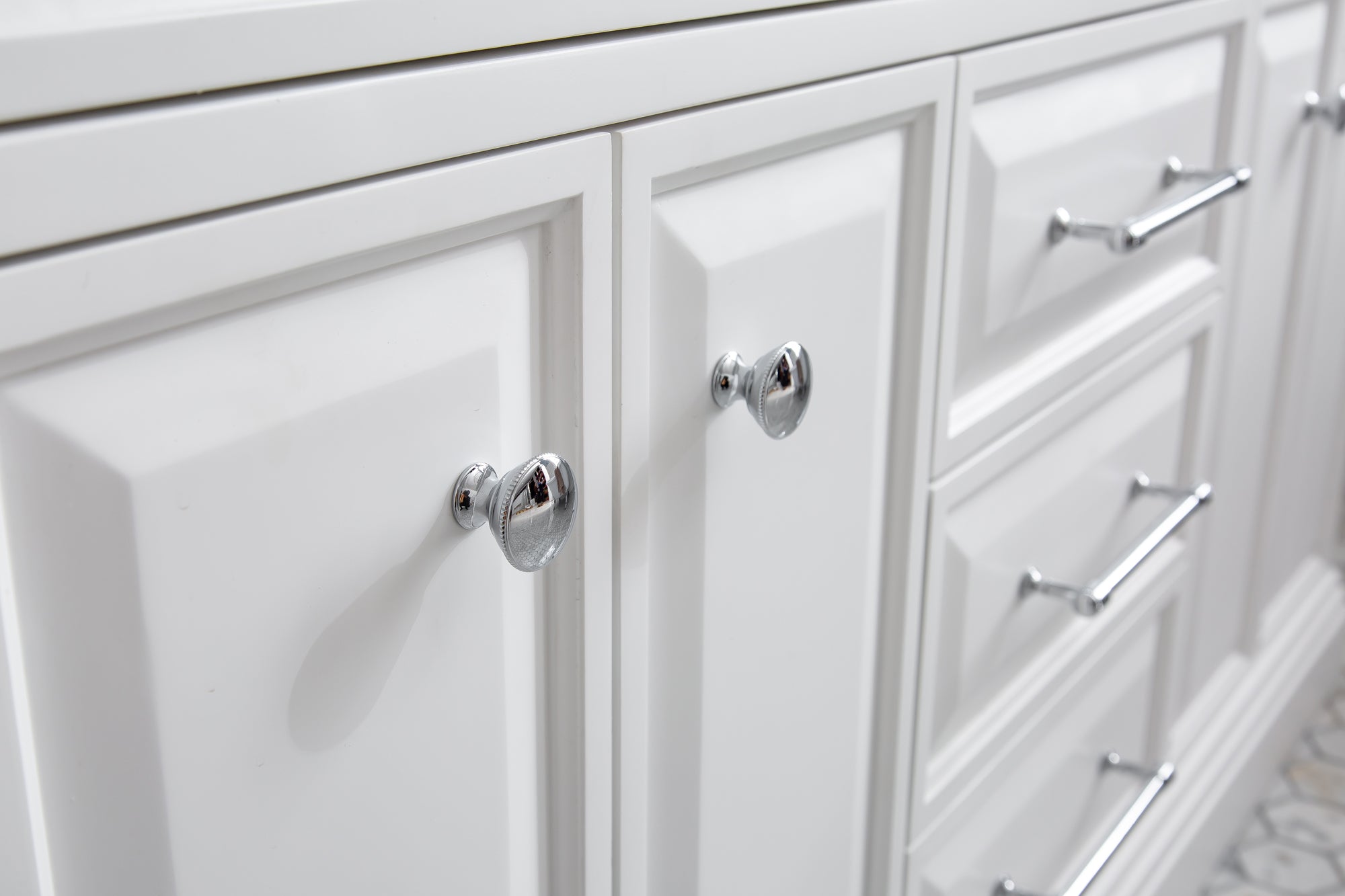 Kingston Luxe PA60QZ01PW - 60 in. x 22 in. Bathroom Vanity Quartz Top and White Basin, Pure White