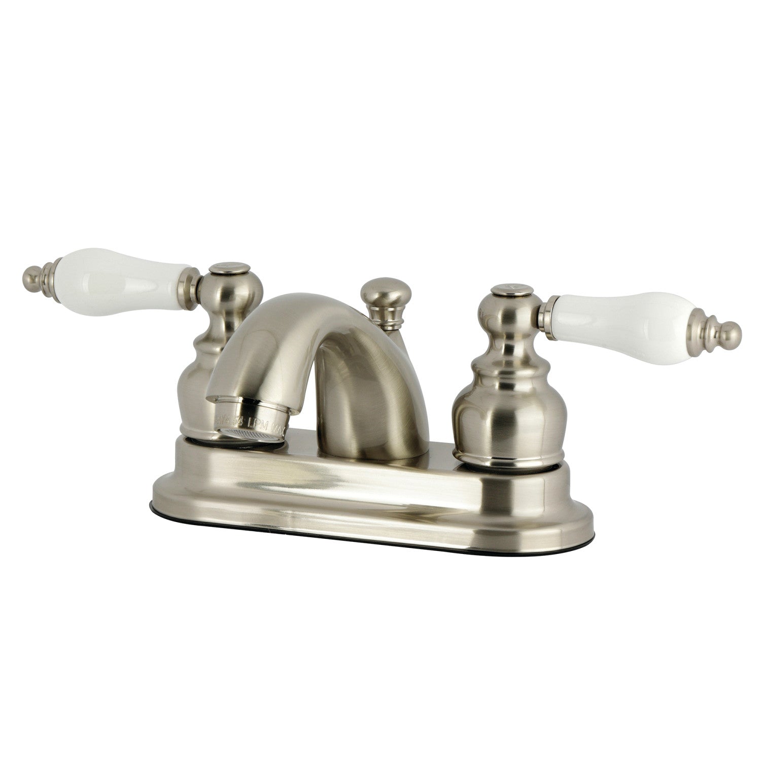 Kingston Heirloom KB2608PL - Vintage Double-Handle 3 trous montage sur plage 4-Inch Centerset Robinet de salle de bains avec drain à tirette, Nickel brossé
