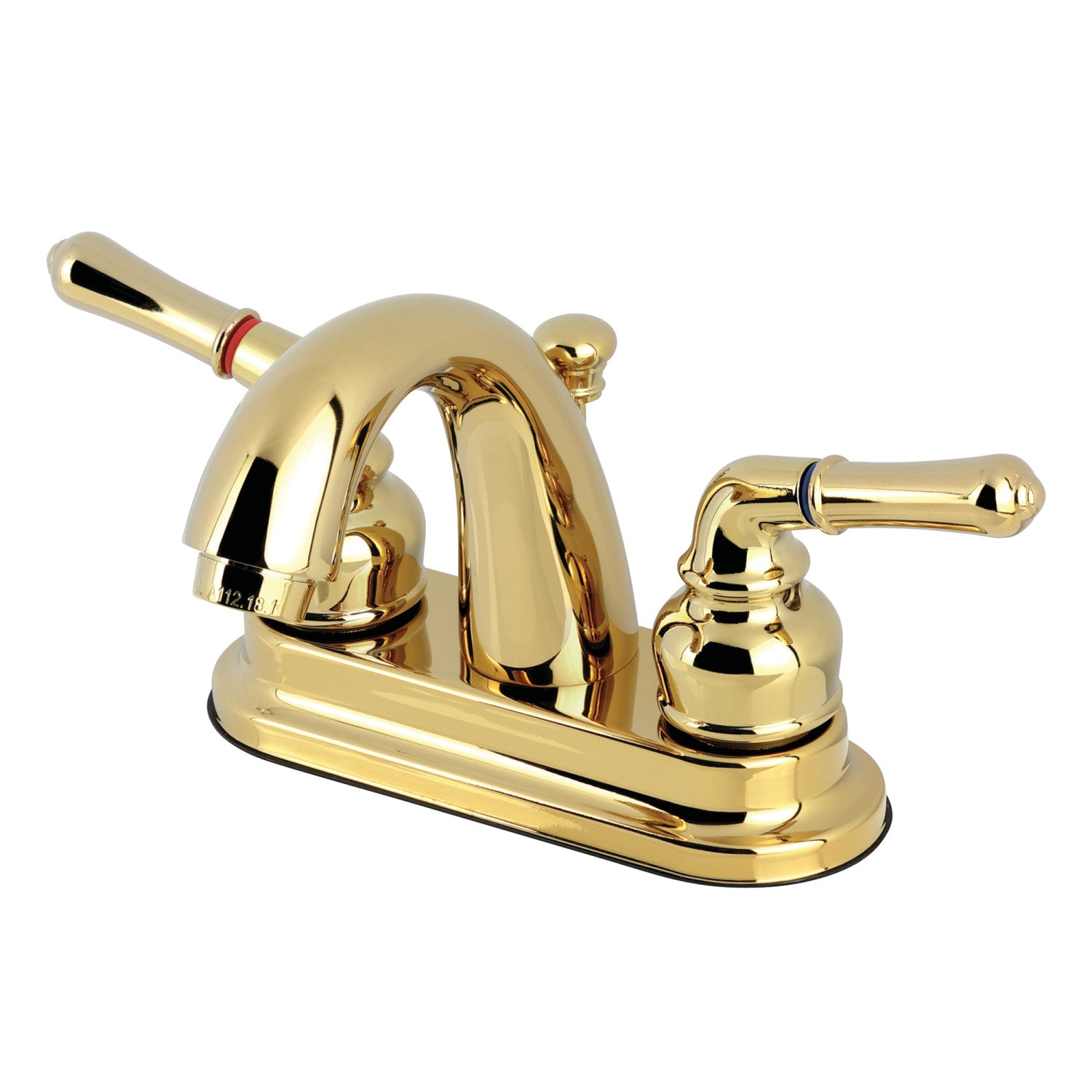 Kingston Heirloom GKB5612NML - Naples Double-Handle 3-Hole Deck Mount 4-Inch Centerset Bathroom Faucet with Pop-Up Drain, Polished Brass