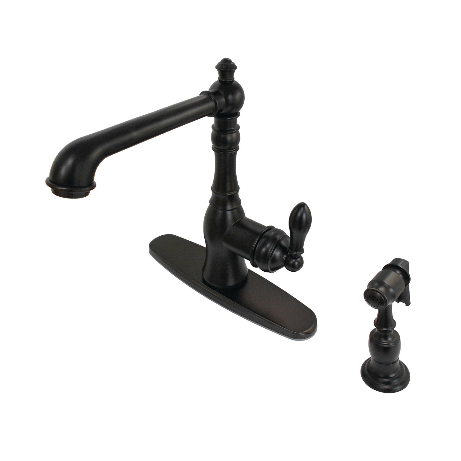 Kingston Heirloom GSY7205ACLBS - Robinet de cuisine américain classique à une poignée 2-or-4 avec pulvérisateur en laiton, bronze frotté à l'huile