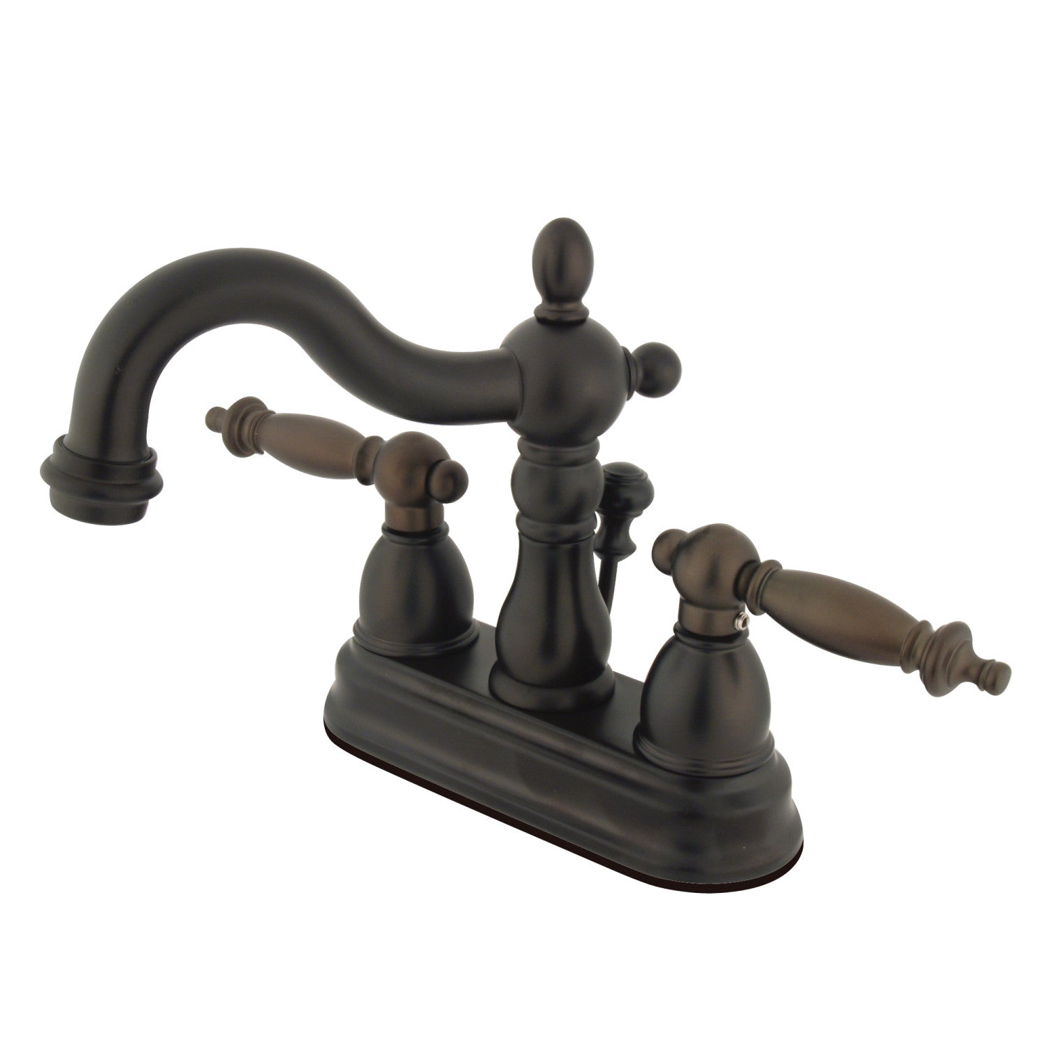 Kingston Heirloom KB1605TL - Heritage Double-Handle 3 trous montage sur plage 4-Inch Centerset Robinet de salle de bains avec drain à tirette, Bronze Rubbé à l'huile