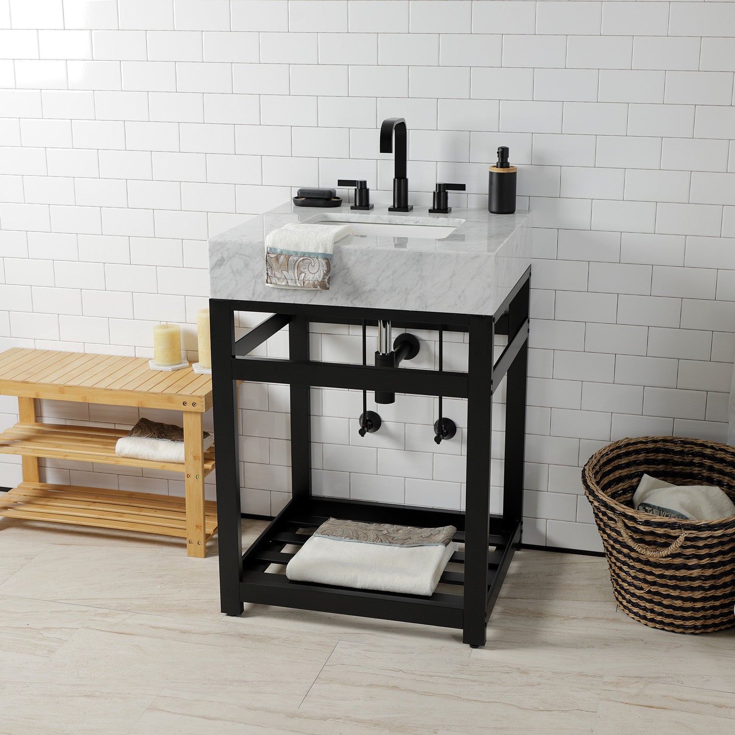 Kingston Sona CC43100DLLKB30 - Trimscape Modern Plumbing Sink Trim Kit with Bottle Trap, Matte Black