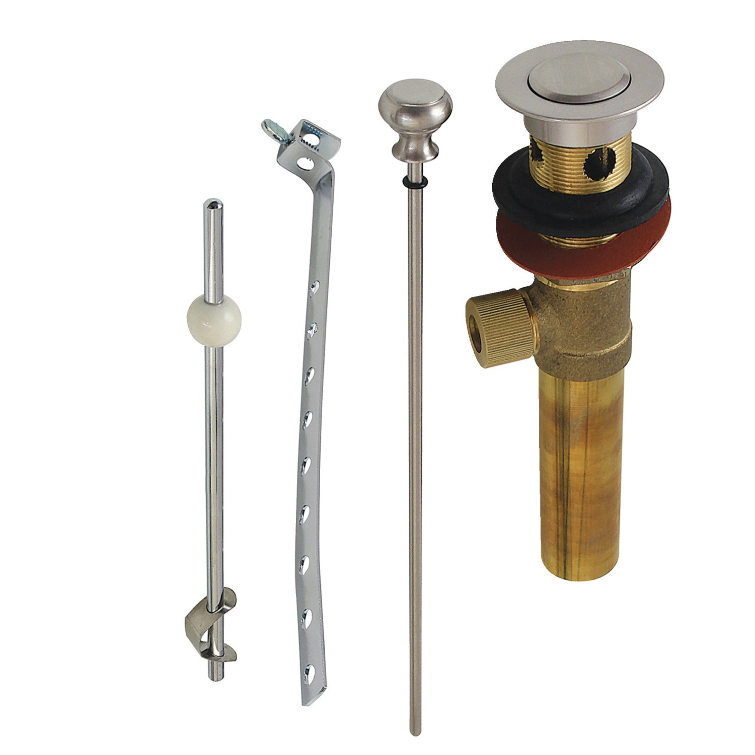Kingston Trimscape KB2008 Brass Pop-Up Bathroom Sink Drain with Overflow, 22 Gauge, Brushed Nickel