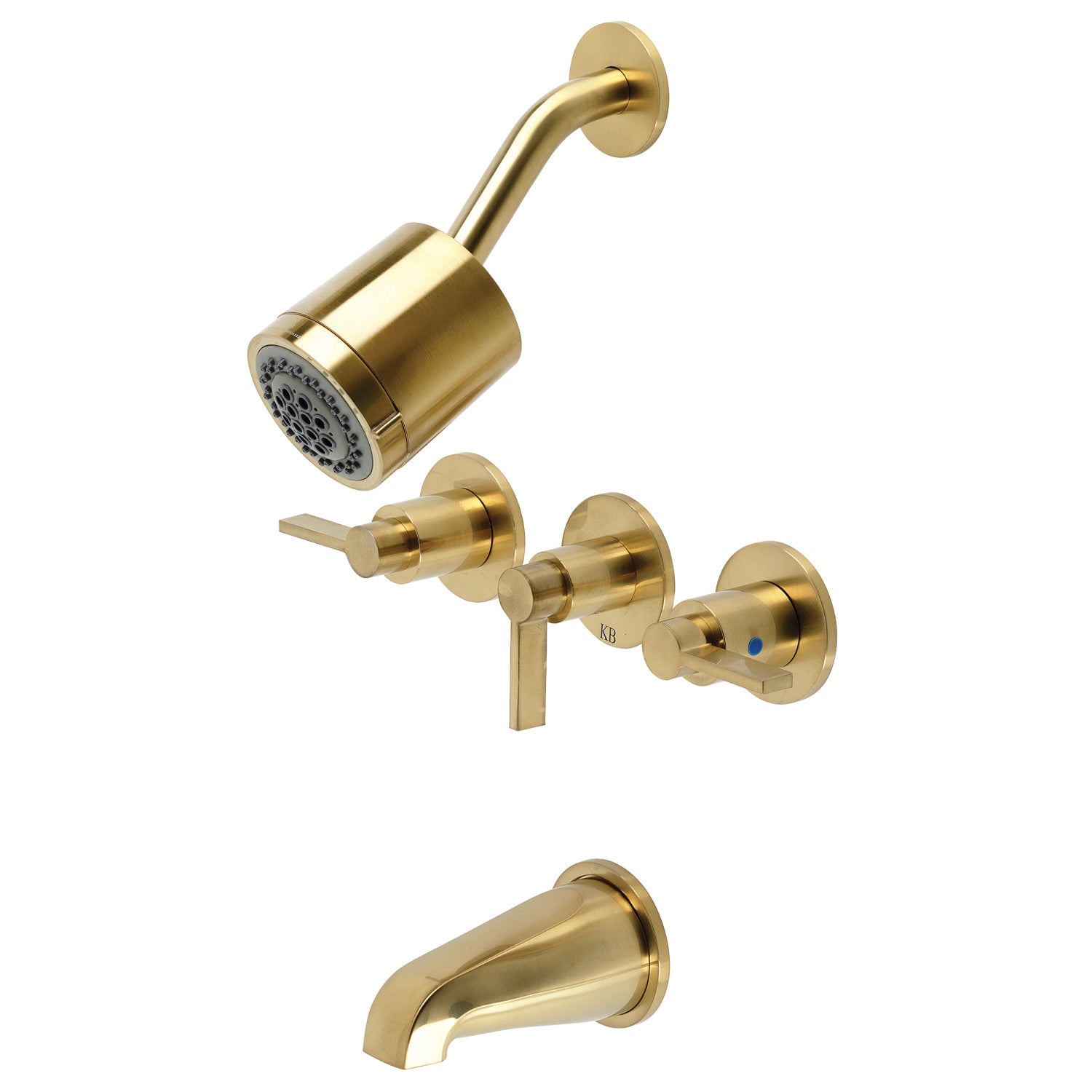 Kingston Sona KBX8137NDL - Robinet de baignoire et de douche à triple poignée NuvoFusion, laiton brossé