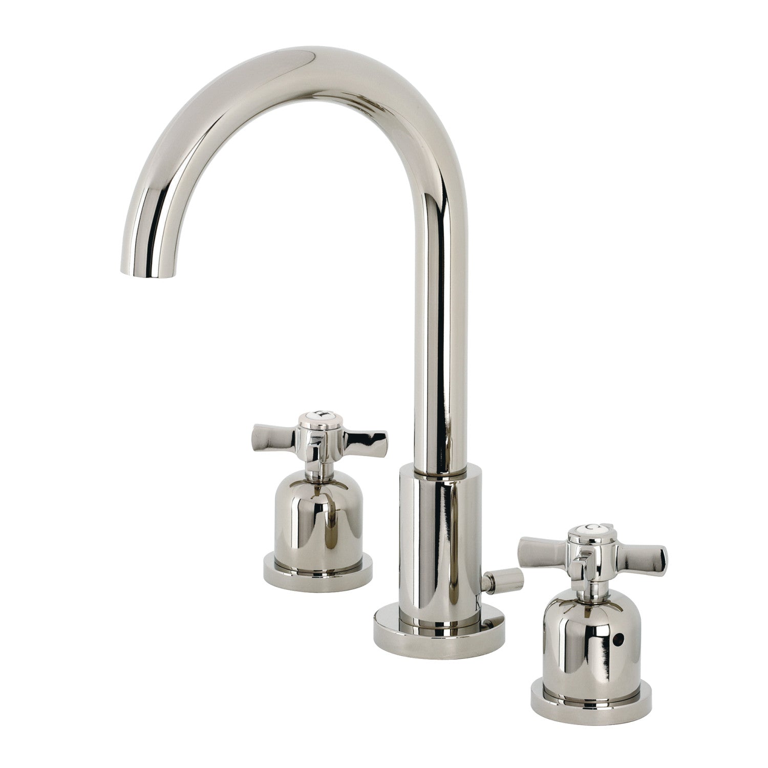Kingston Sona FSC8929ZX - Robinet de salle de bains à large déploiement à deux poignées Millennium 3 trous avec couvercle en laiton, nickel poli