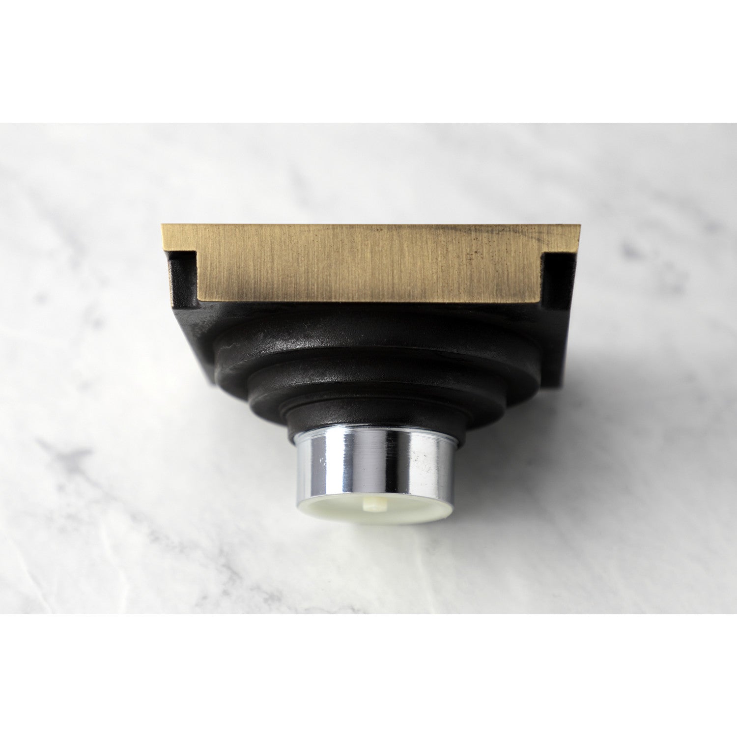 Kingston Watercourse BSF9771AB 4-Inch Brass Square Grid Shower Drain with Hair Strainer, Antique Brass