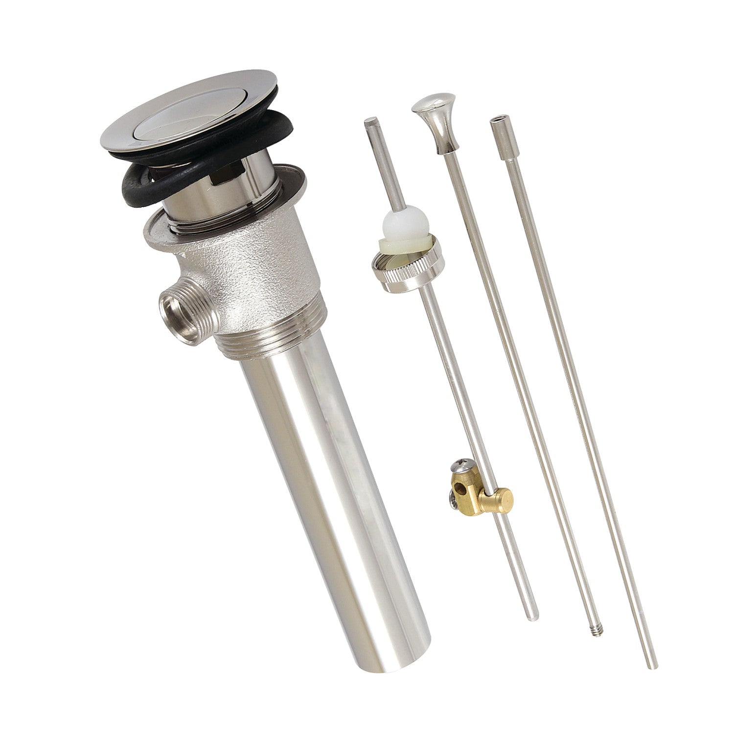 Kingston Made To Match KBT2126 Brass Pop-Up Bathroom Sink Drain with Overflow, 22 Gauge, Polished Nickel
