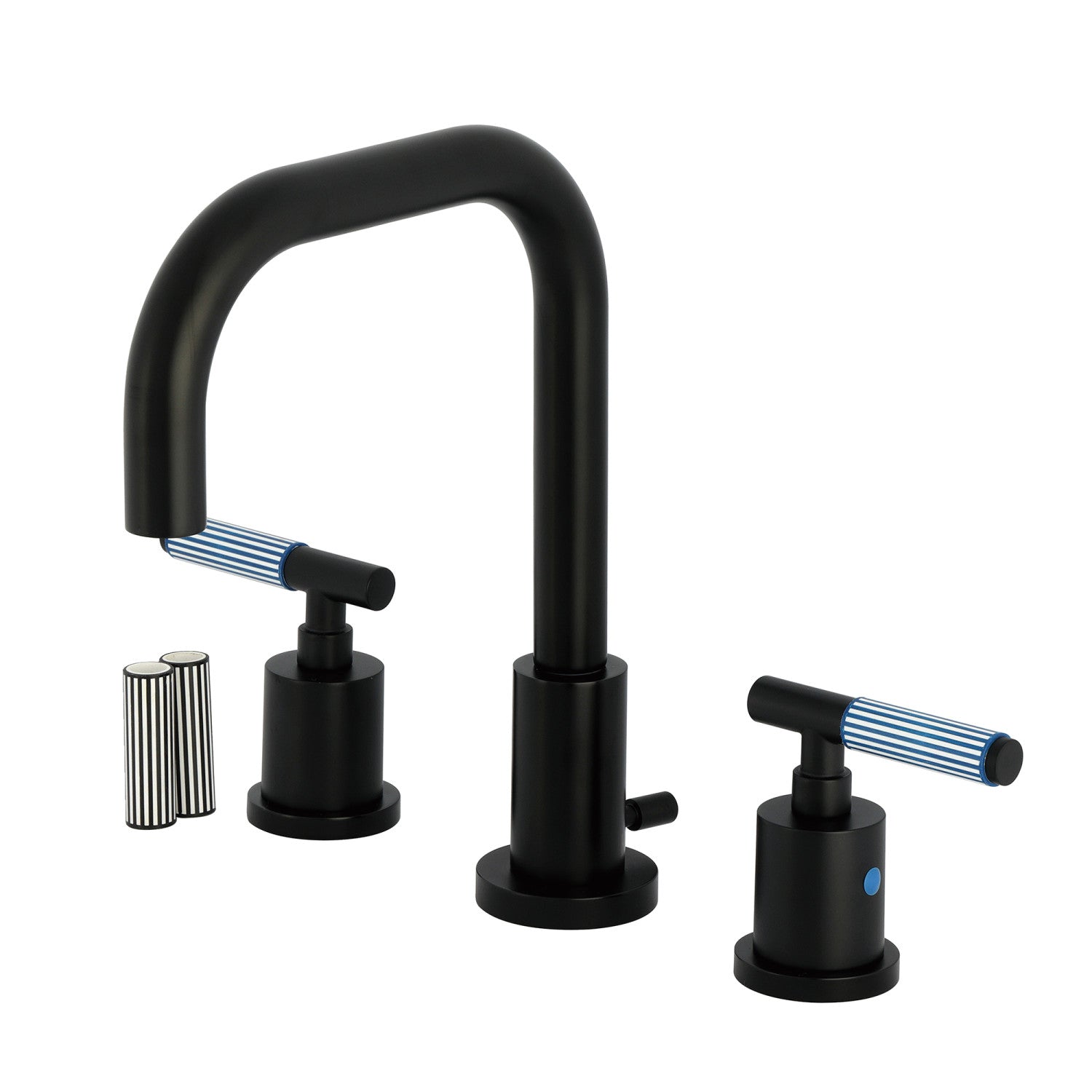 Kingston Sona FSC8930KPS - Robinet de salle de bain à large déploiement avec à tirette en laiton, noir mat