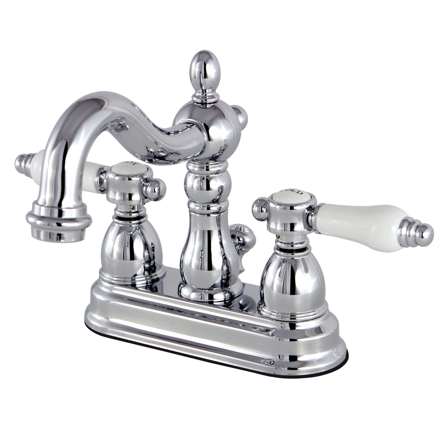 Kingston Heirloom KS1601BPL - Bel-Air Double-Handle 3 trous montage sur plage 4-Inch Centerset Robinet de salle de bains avec laiton à tirette, poli Chrome