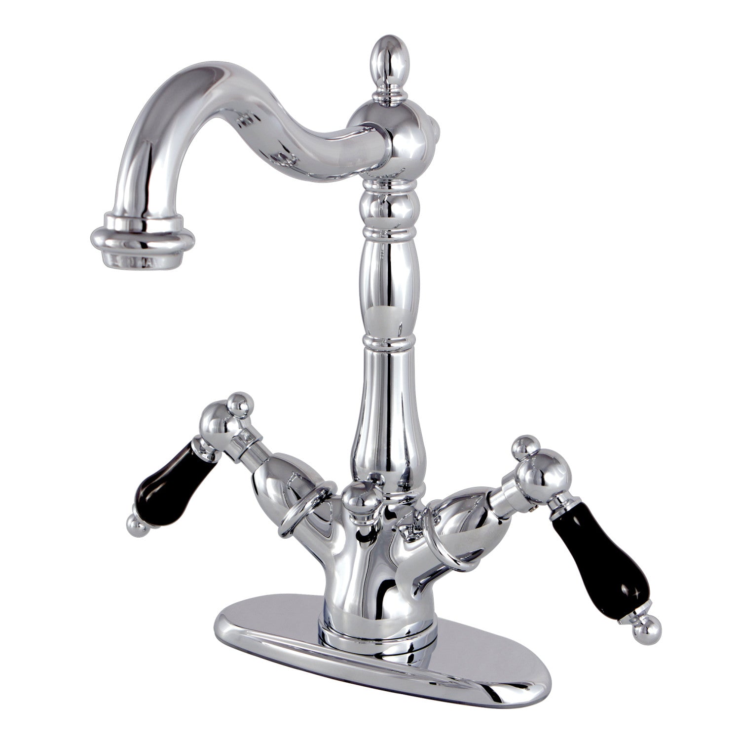 Kingston Heirloom KS1431PKL - Duchesse Double-poignée 1-or-3 Trou montage sur plage 4-Inch Centerset Robinet de salle de bains avec laiton à tirette, poli Chrome