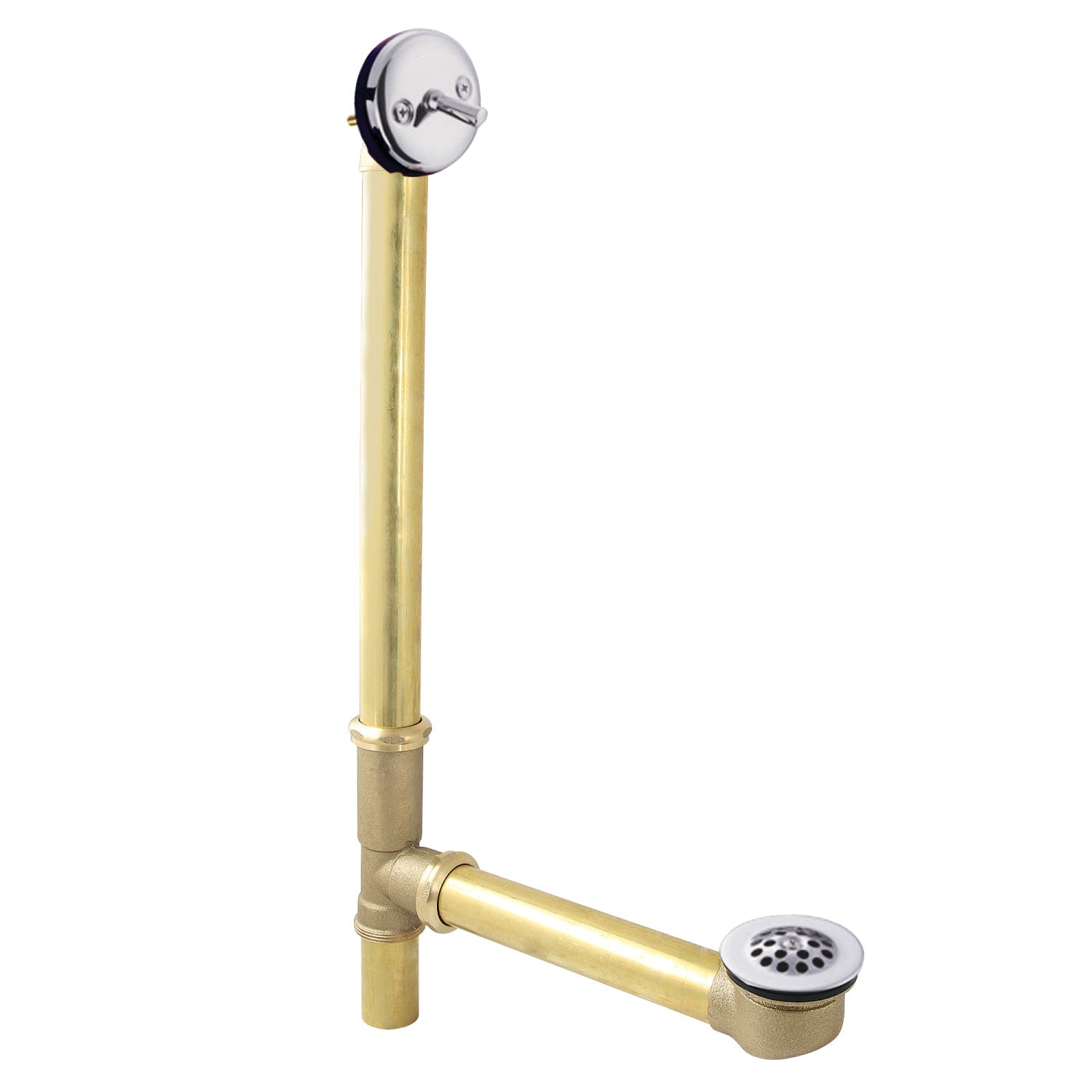 Kingston Tulare DTL1201 - Made To Match 25-Inch Brass Trip Lever Tub Waste and Overflow with Grid Strainer, Polished Chrome
