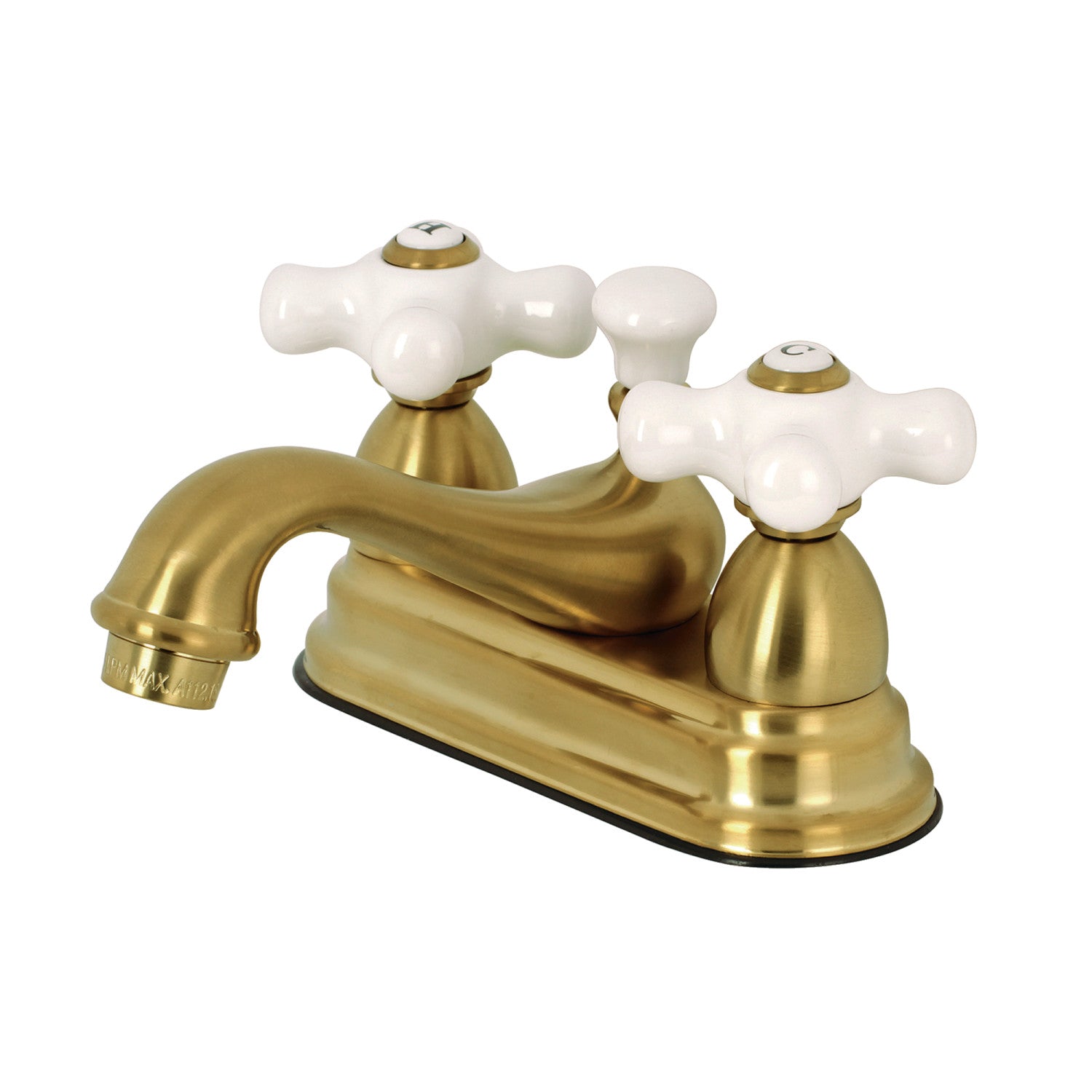 Kingston Heirloom KS3607PX - Restoration Double-Handle 3 trous montage sur plage 4-Inch Centerset Robinet de salle de bain avec laiton à tirette, laiton brossé