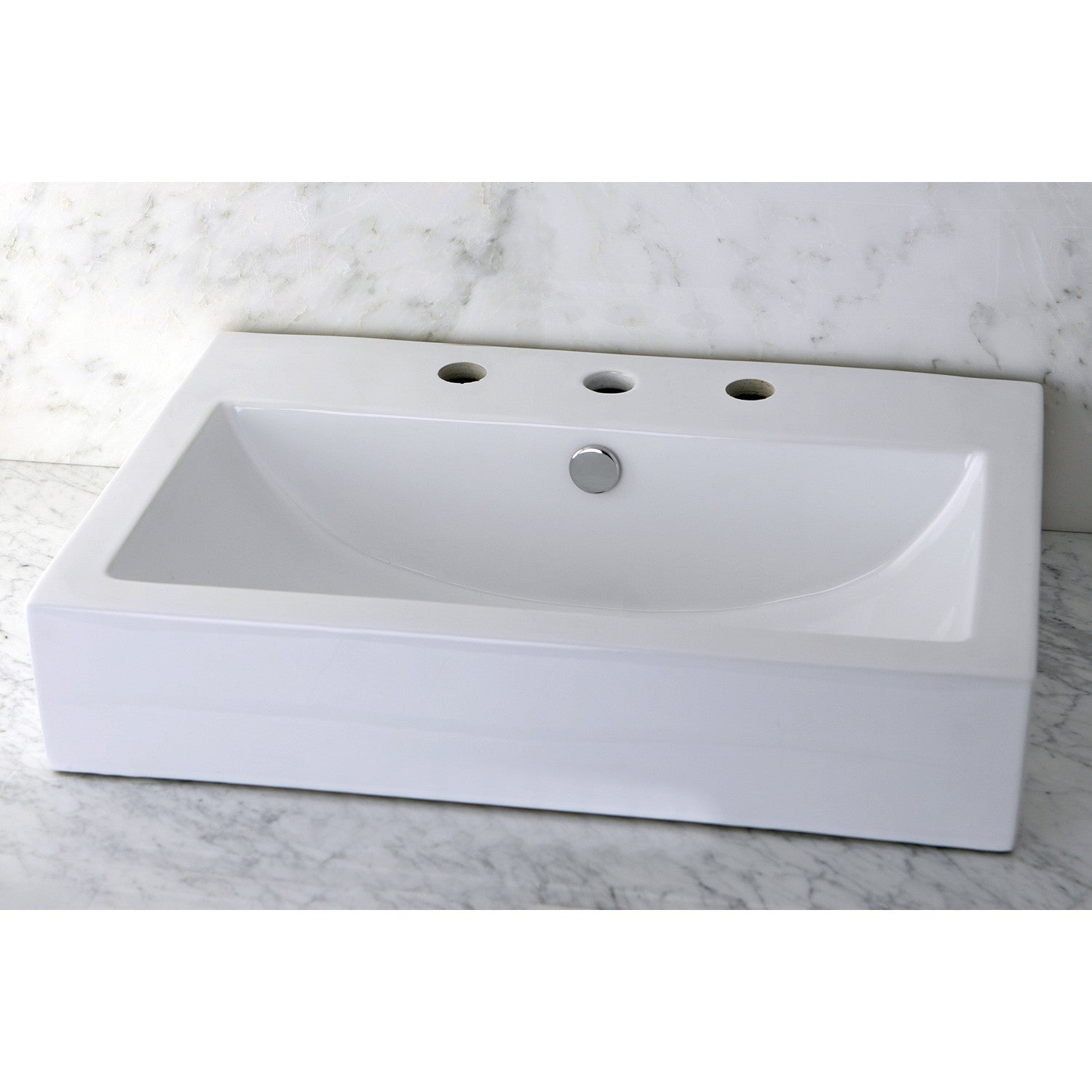 Kingston Sona EV4318W38 - Century 23-5/8 Inch Ceramic Rectangular Semi-Recessed Vessel Sink (8 Inch Centers), White