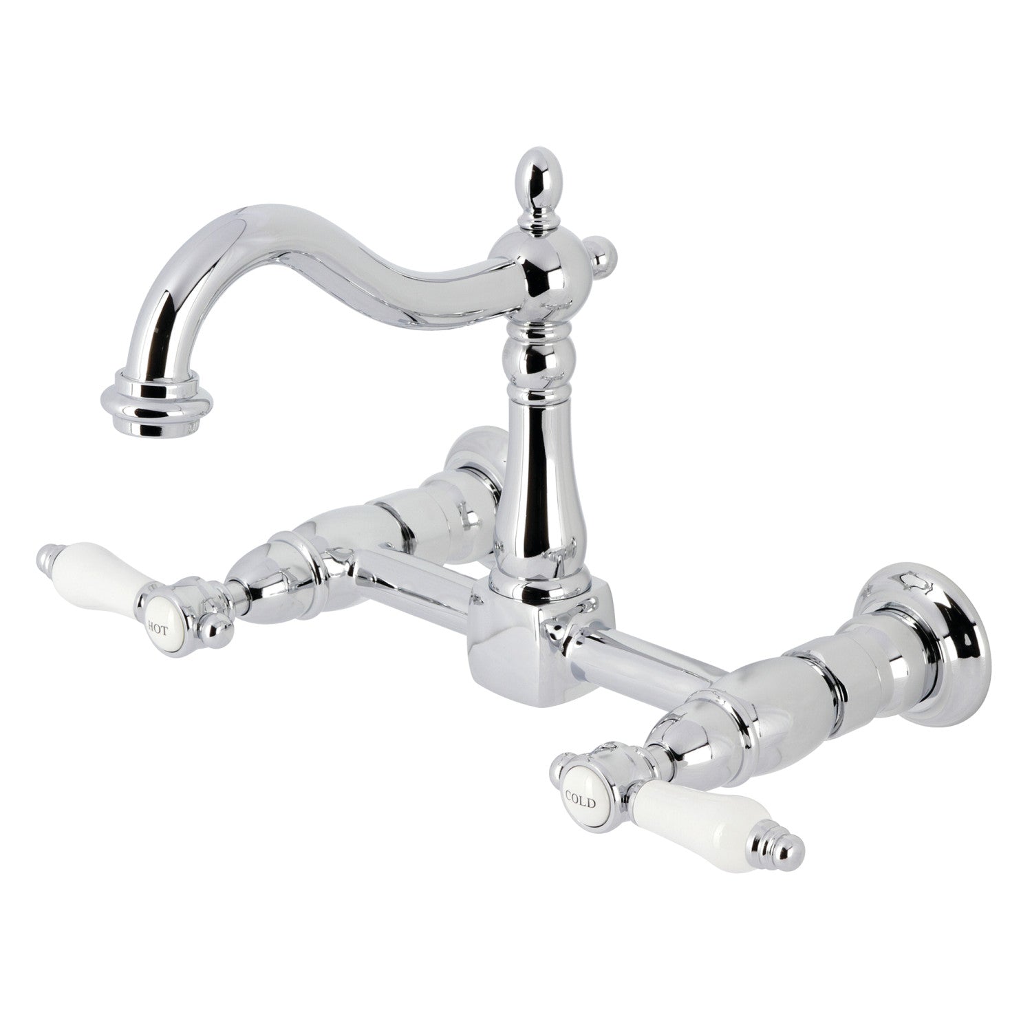 Kingston Heirloom KS1261BPL - Robinet de cuisine à deux poignées Bel-Air 2 trous, chrome poli