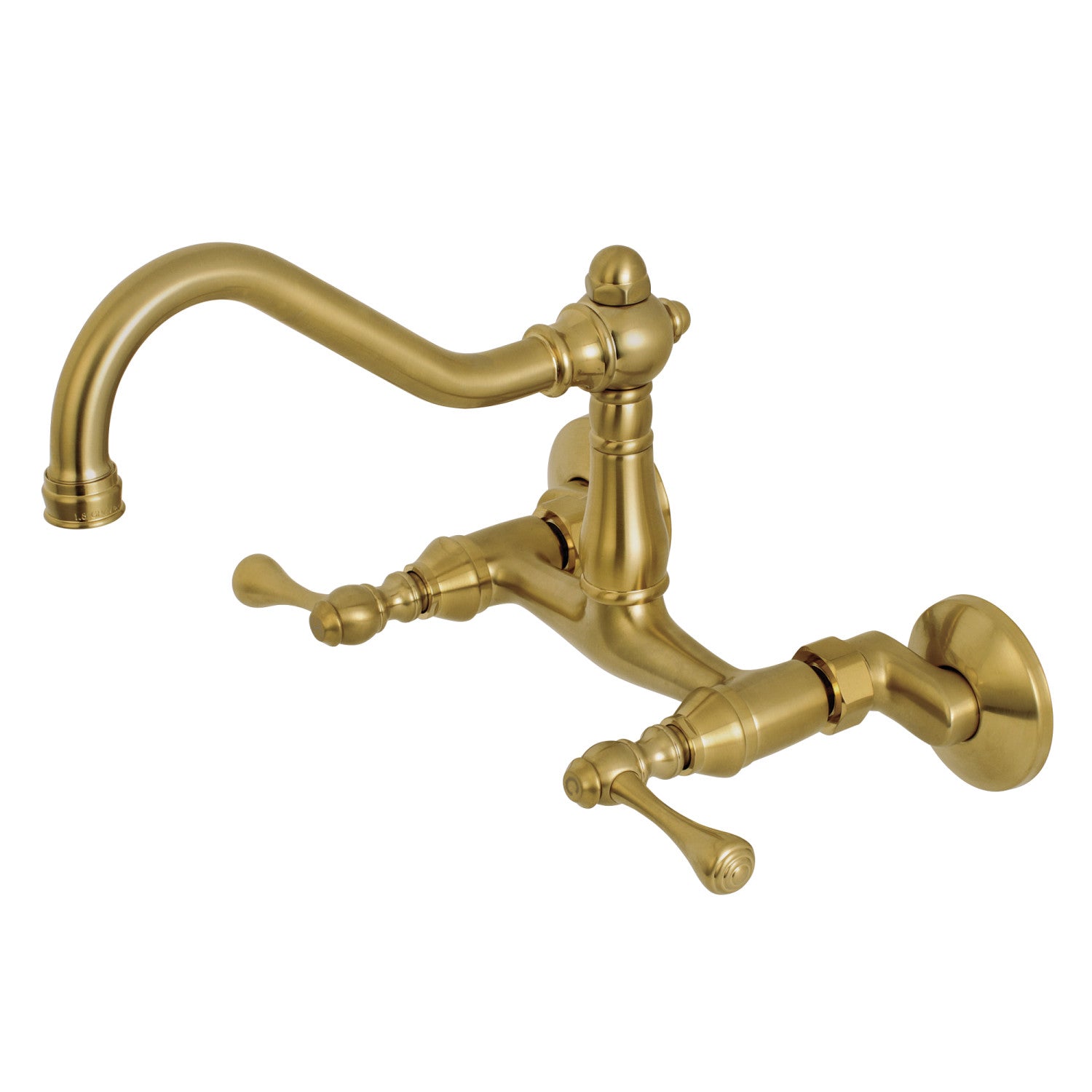 Kingston Heirloom KS3227BL - Robinet de cuisine à deux poignées vintage 2 trous Wall Mount Bridge, laiton brossé