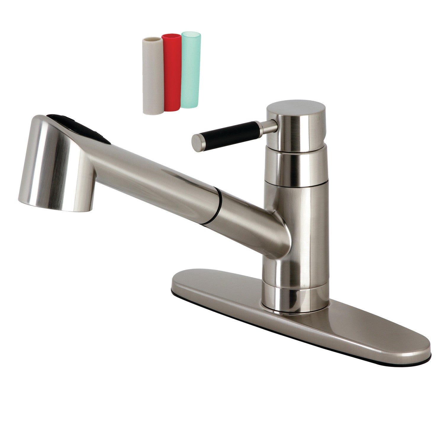 Kingston Sona GSC8578DKL - Kaiser monomanche 1-or-3 Trou montage sur plage extractible Pulvérisateur Robinet de cuisine, Nickel brossé