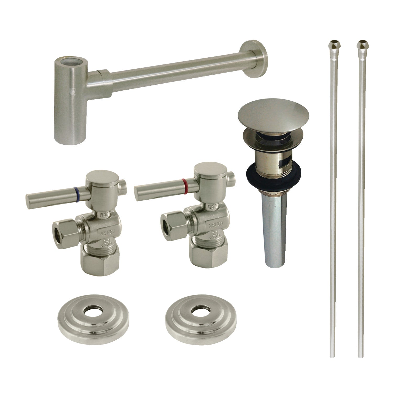 Kingston Sona CC53308DLTRMK2 - Trimscape Modern Plumbing Sink Trim Kit with Bottle Trap and Overflow Drain, Brushed Nickel