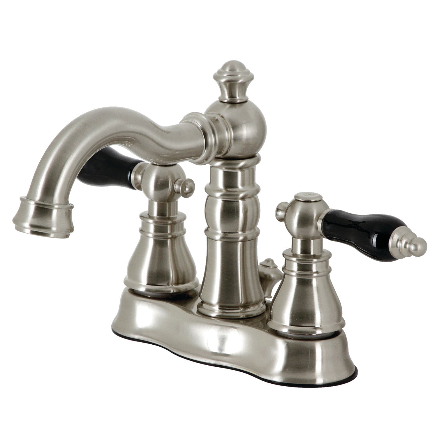 Kingston Heirloom FSC1608AKL - Duchesse Double-poignée 3 trous montage sur plage 4-Inch Centerset Robinet de salle de bains avec laiton à tirette, Nickel brossé