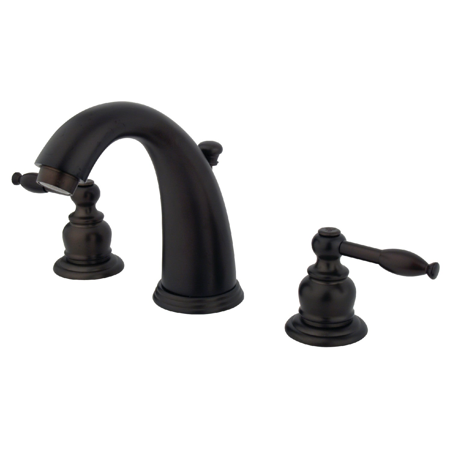Kingston Heirloom GKB985KL - Robinet de salle de bains à entraxe large à deux poignées Knight 3 trous avec drain à tirette, bronze huilé