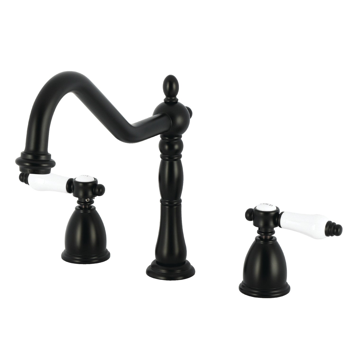 Kingston Heirloom KB1790BPLLS - Robinet de cuisine à double poignée Bel-Air, noir mat