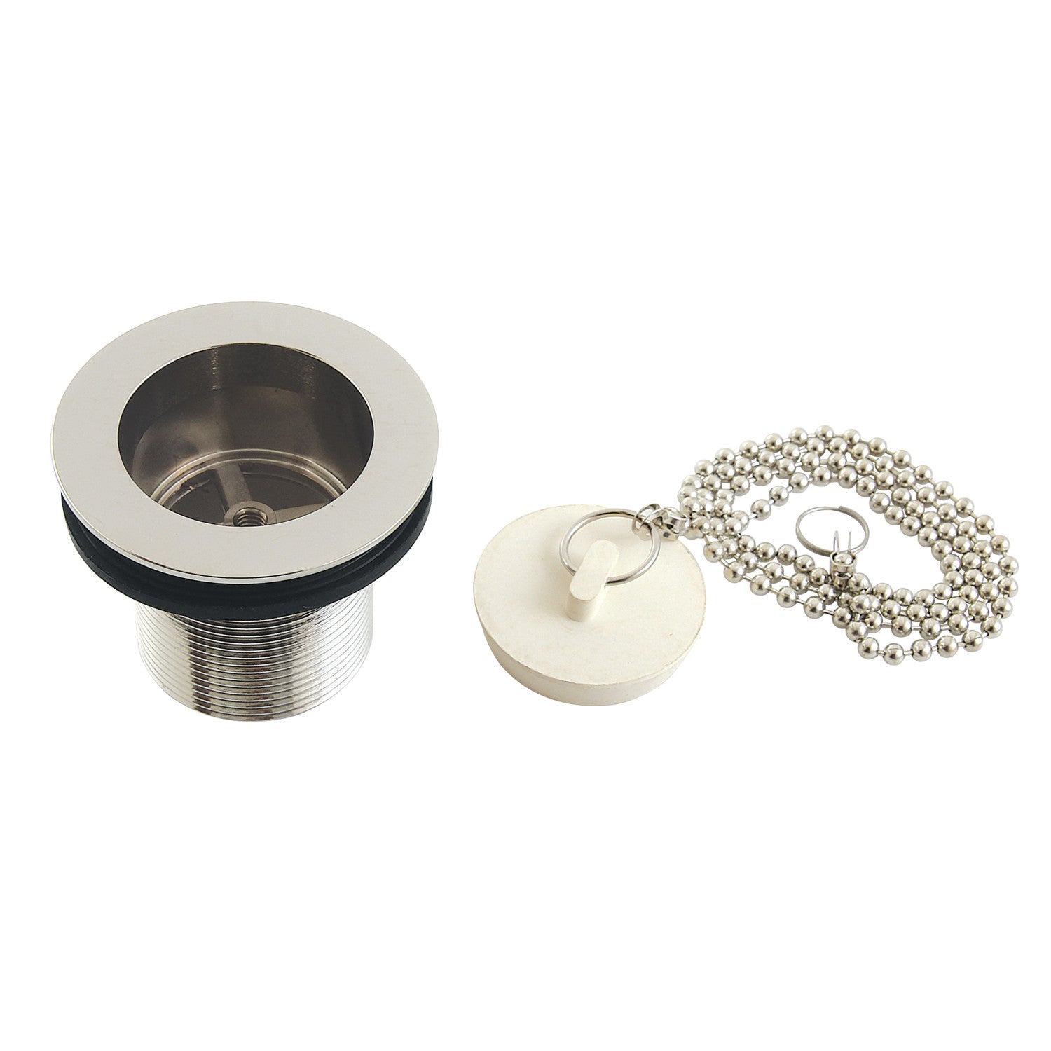 Kingston Heirloom DSP17PN - Made To Match 1-1/2-Inch Chain and Stopper Tub Drain with 1-3/4-Inch Body Thread, Polished Nickel