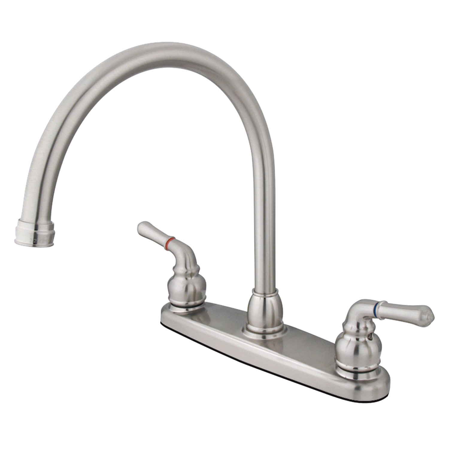 Kingston Tulare KB798LS - Robinet de cuisine à deux poignées Magellan 2 trous 8", Nickel brossé