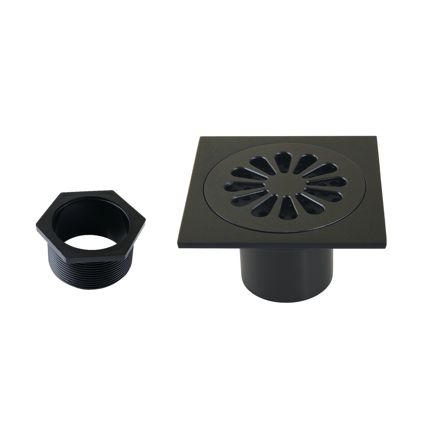 Kingston Watercourse BSF4161MB 4-Inch Brass Square Grid Shower Drain with Hair Strainer, Matte Black