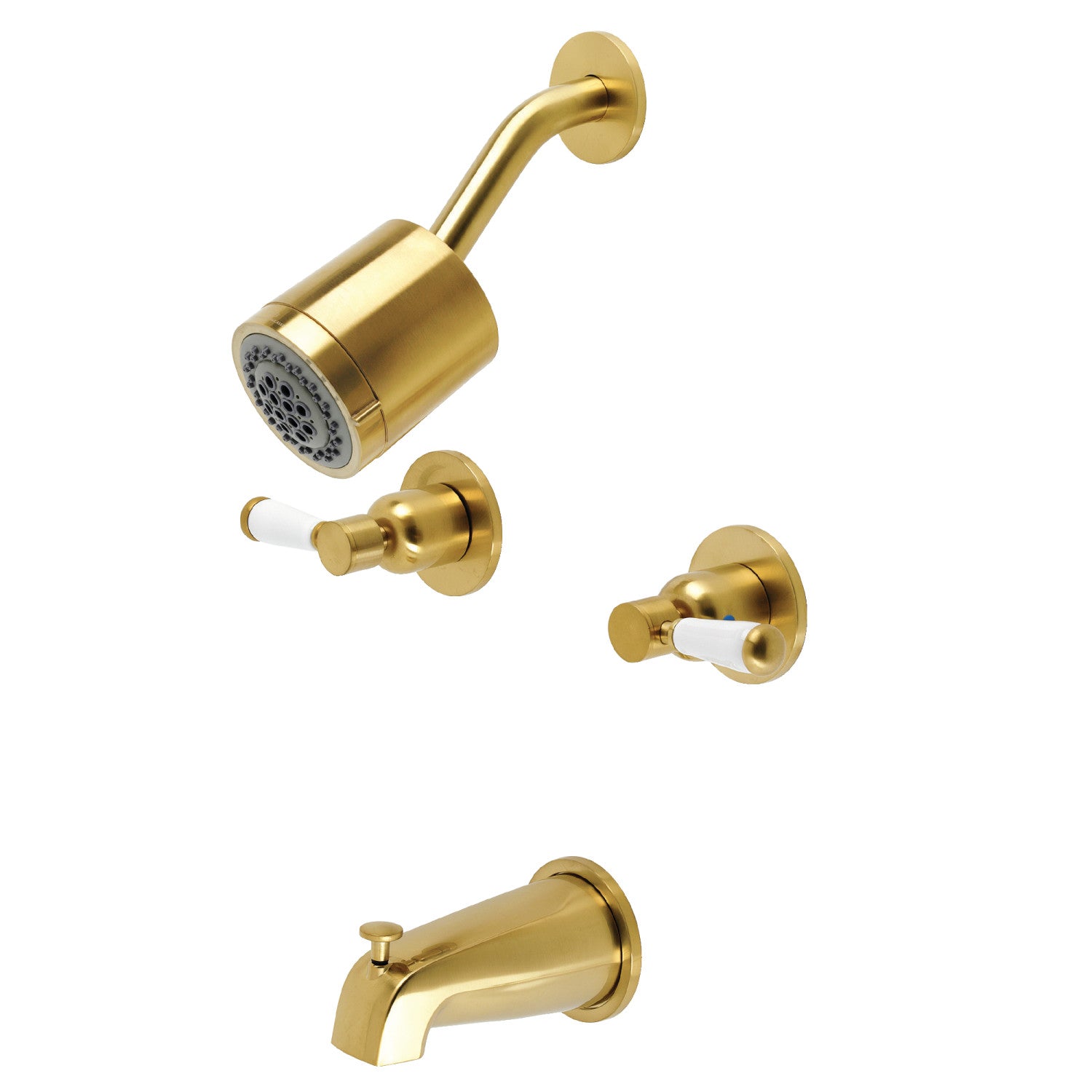 Kingston Tulare KBX8147DPL - Robinet de douche et baignoire à double poignée Paris, laiton brossé