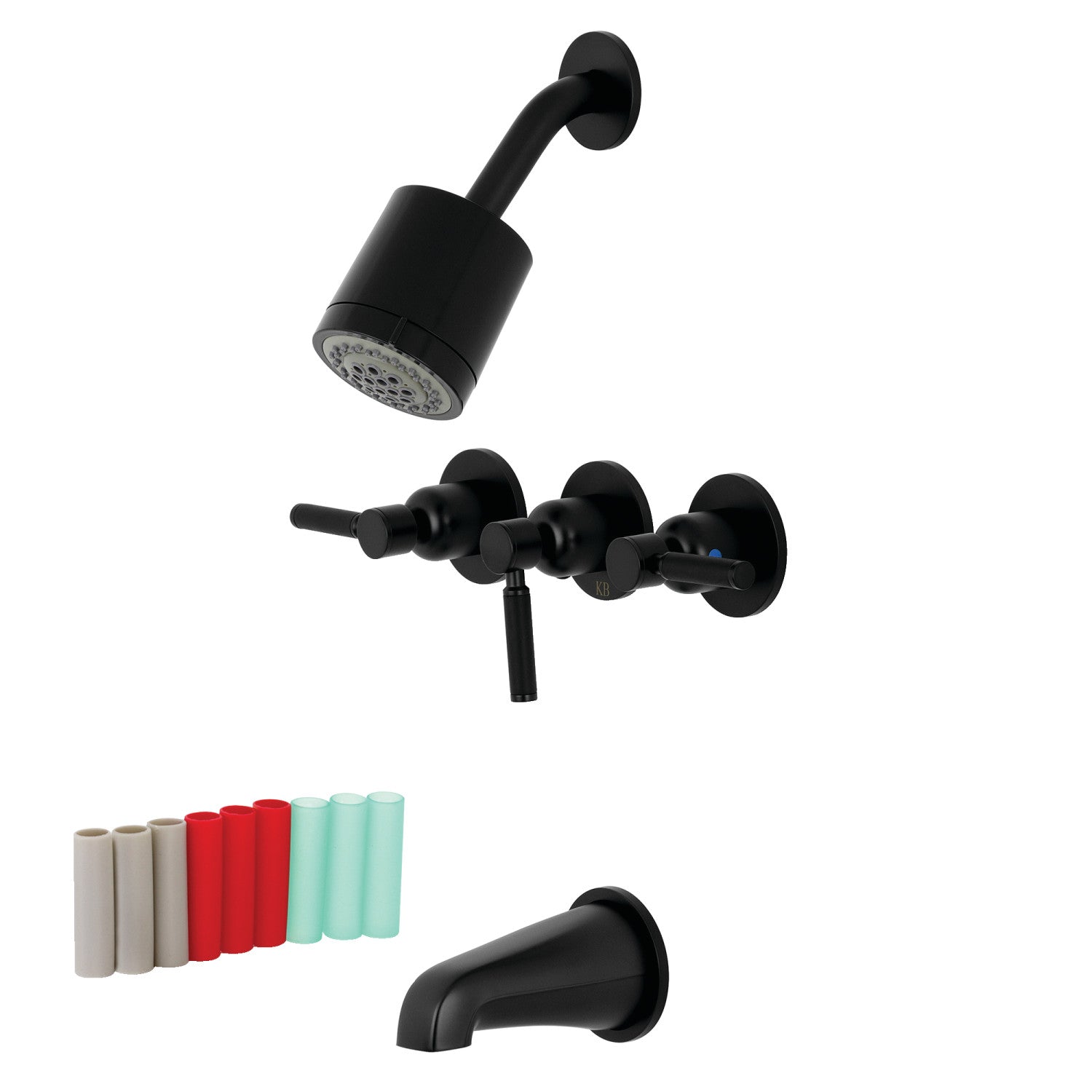 Kingston Sona KBX8130DKL - Robinet de baignoire et de douche à triple poignée Kaiser, noir mat