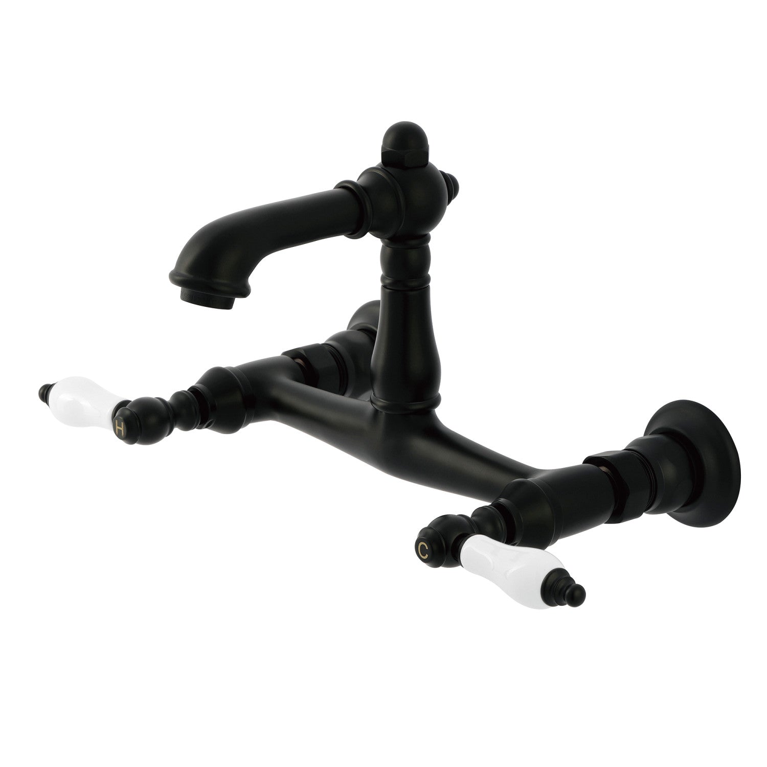 Kingston Heirloom KS7250PL - Robinet de salle de bains à double poignée de pays anglais 2 trous, noir mat