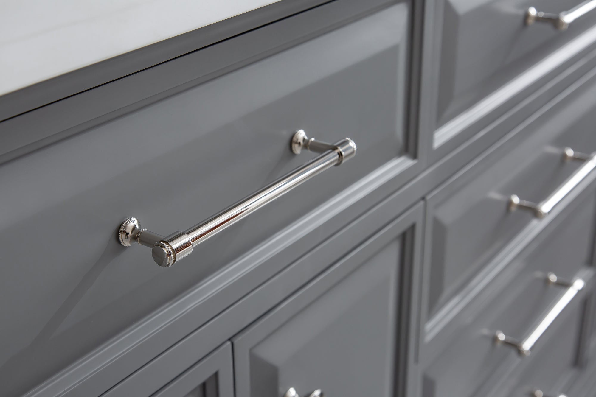 Kingston Luxe PA72QZ05CG - 72 in. x 22 in. Bathroom Vanity Quartz Top and White Basin, Cashmere Grey