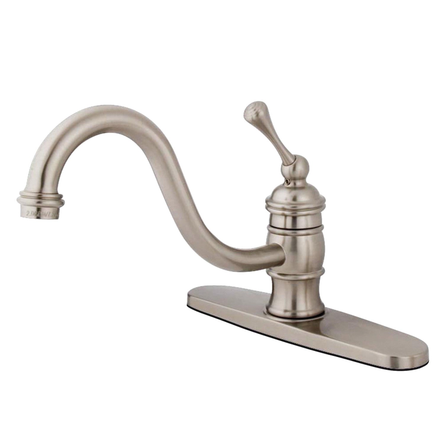 Kingston Heirloom KB3578BLLS - Robinet de cuisine à une poignée de restauration 1-or-3, Nickel brossé