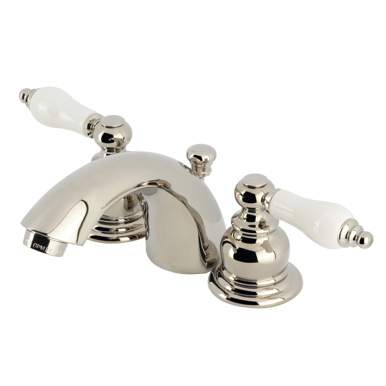 Kingston Heirloom KB956PLPN - Victorian à deux poignées 3 trous montage sur plage Mini-Widespread Robinet de salle de bain avec drain à tirette, Nickel poli