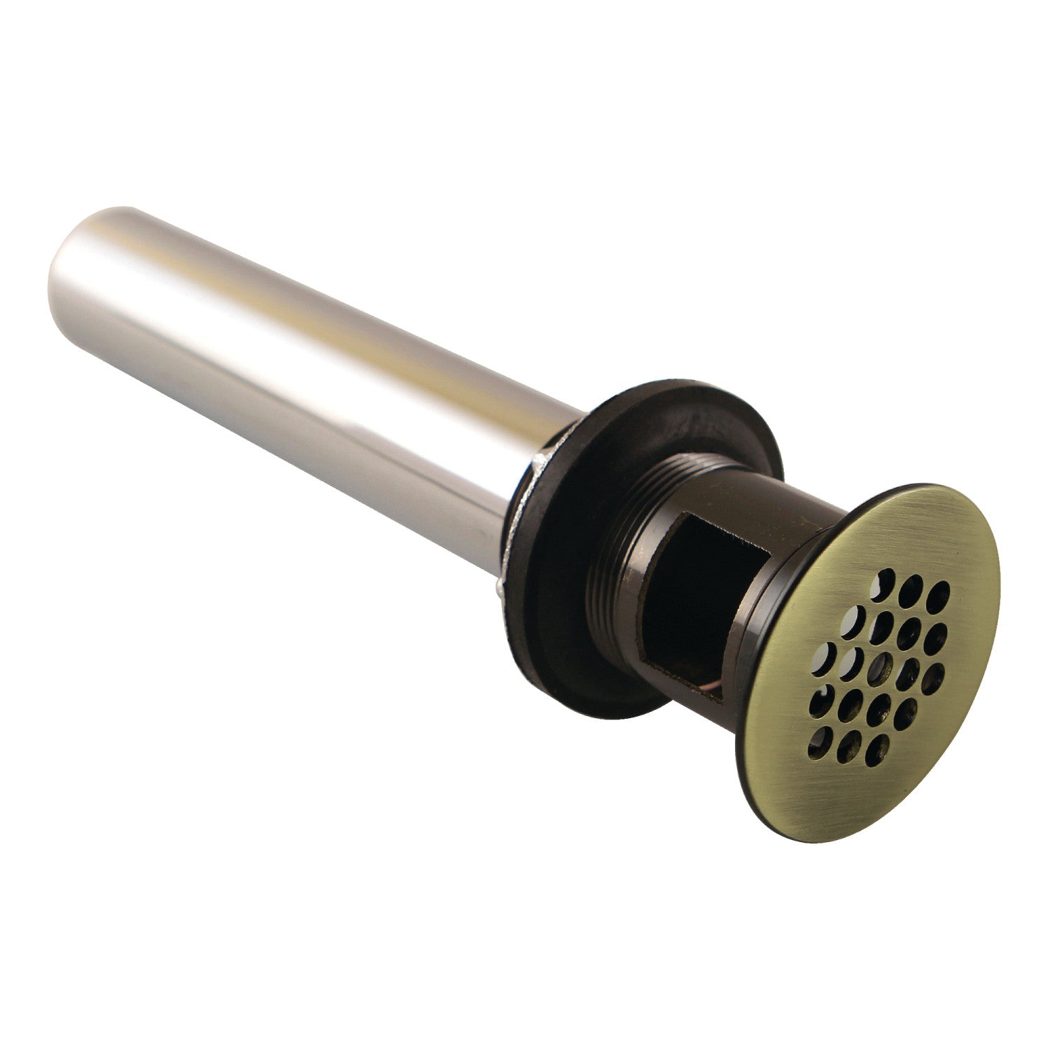 Kingston Trimscape KB5003 Brass Grid Bathroom Sink Drain with Overflow, 17 Gauge, Antique Brass