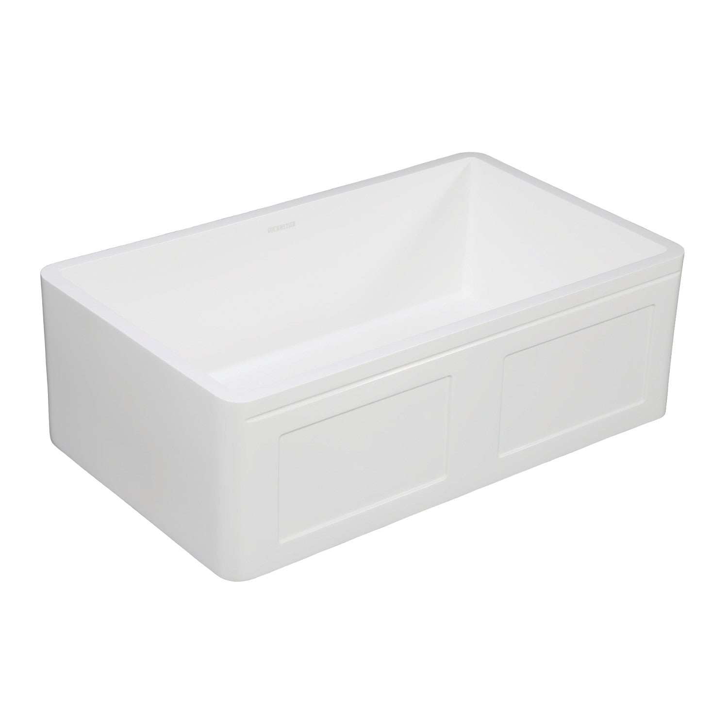Kingston Arcticstone GKFA331810DS 33-Inch Solid Surface White Stone Apron-Front Single Bowl Farmhouse Kitchen Sink with Strainer, Matte White