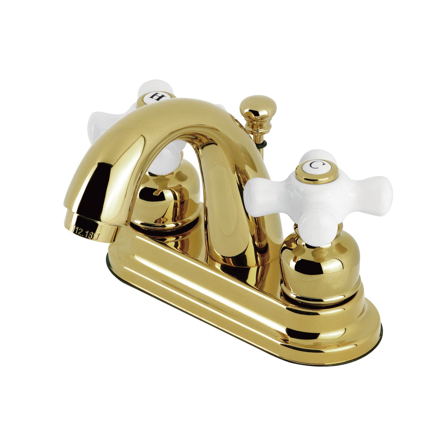 Kingston Heirloom KB5612PX - Restoration Double-Handle 3 trous montage sur plage 4-Inch Centerset Robinet de salle de bains avec drain à tirette, laiton poli