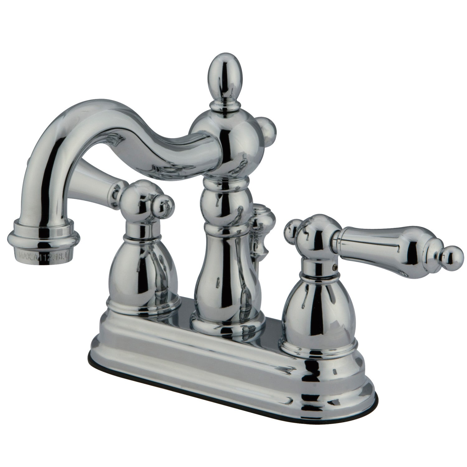 Kingston Heirloom KB1601ALB - Heritage Double-Handle 3 trous montage sur plage 4-Inch Centerset Robinet de salle de bains avec laiton à tirette, Chrome poli