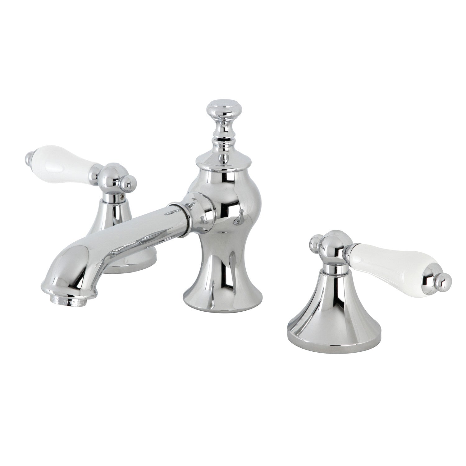Kingston Tulare KC7061PL - Robinet de salle de bains à grande échelle à deux poignées vintage 3 trous avec couvercle en laiton, chrome poli
