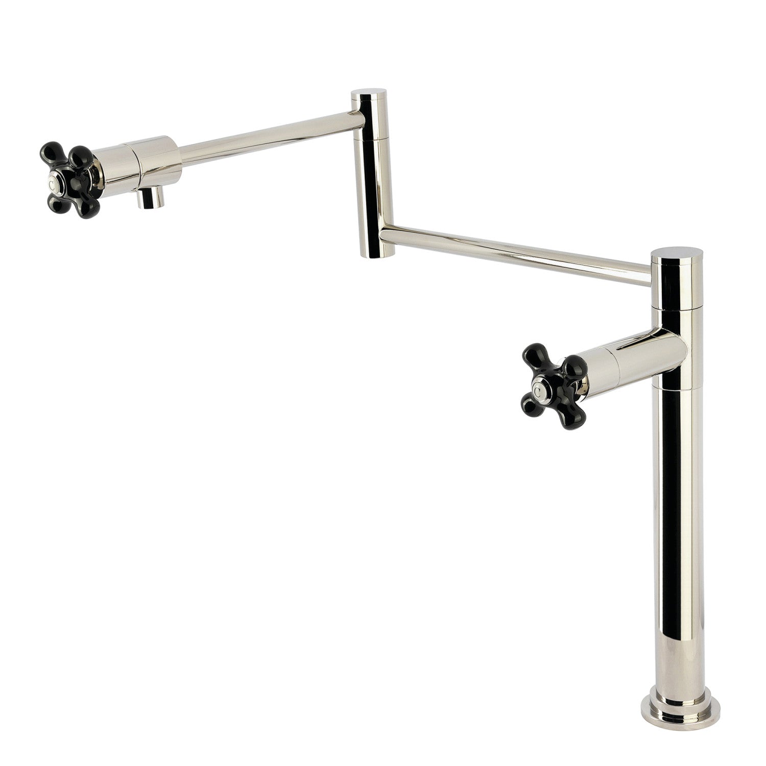 Kingston Tulare KS4706PKX - Robinet de remplissage de pot de plate-forme à deux poignées 1 trou, nickel poli