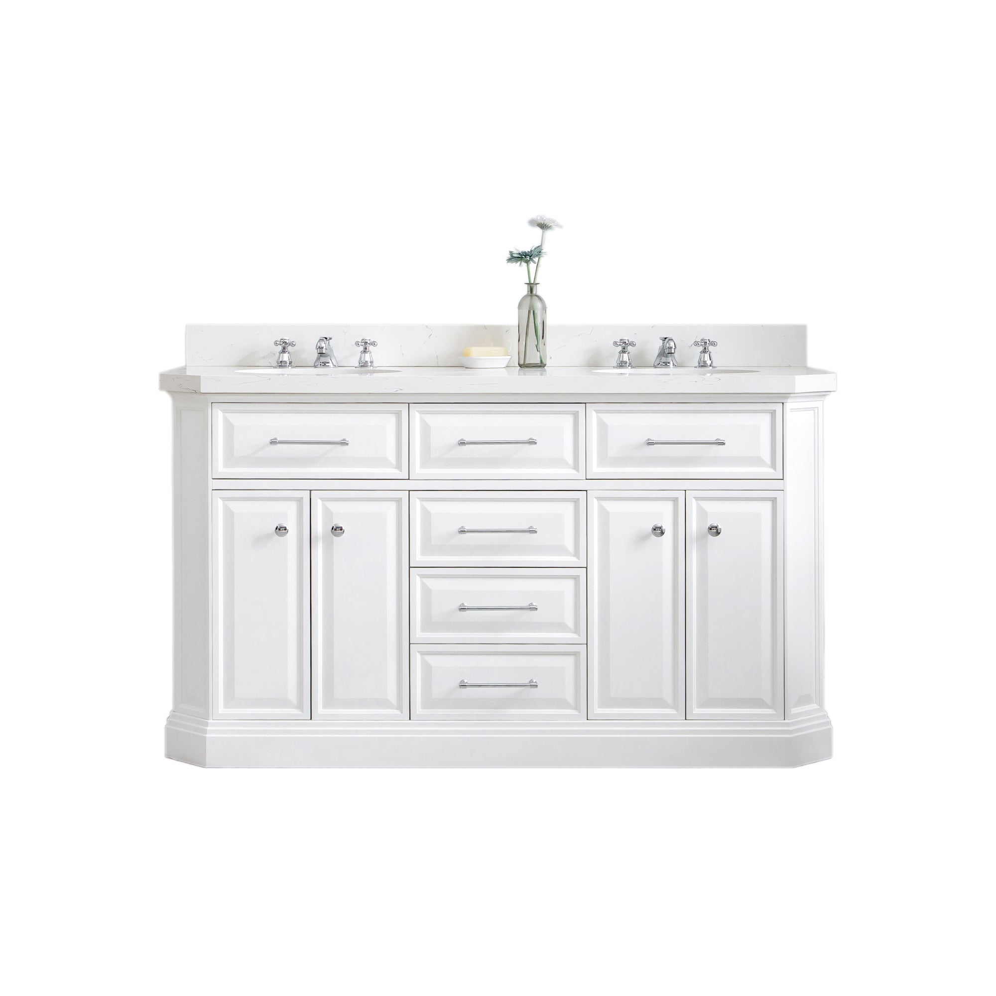 Kingston Luxe PA60QZ01PW - 60 in. x 22 in. Bathroom Vanity Quartz Top and White Basin, Pure White