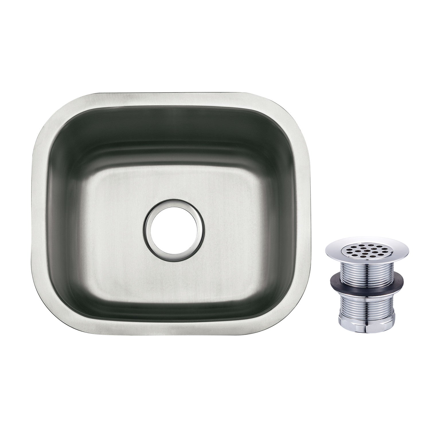 Kingston Tulare KGKUS161681 - Loft 16-Inch Stainless Steel Single Bowl Undermount Bar Prep Sink, Brushed Stainless Steel/Polished Chrome
