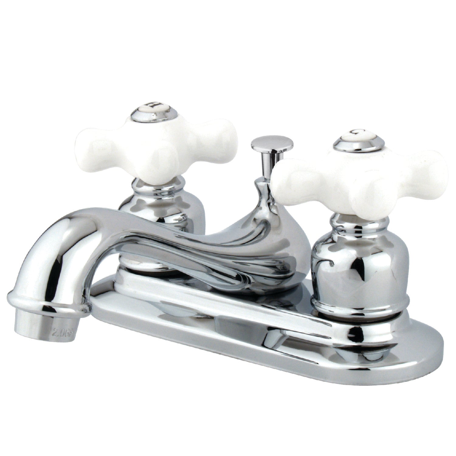 Kingston Heirloom GKB601PX - Robinet de salle de bains à double poignée de restauration 3 trous montage sur plage 4-Inch Centerset avec drain à tirette, chrome poli