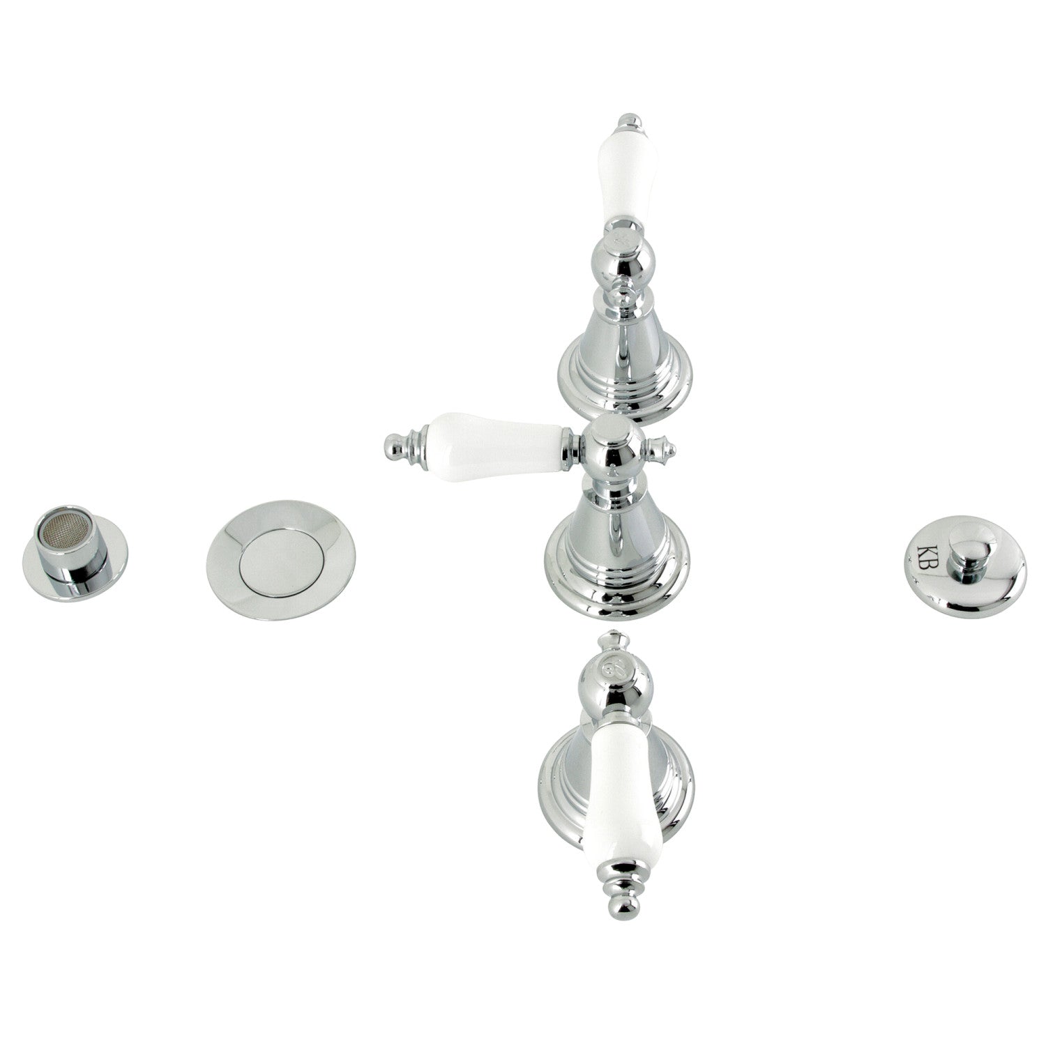 Kingston Heirloom KB321PL - Robinet de bidet vertical victorien à trois poignées avec laiton à tirette, chrome poli