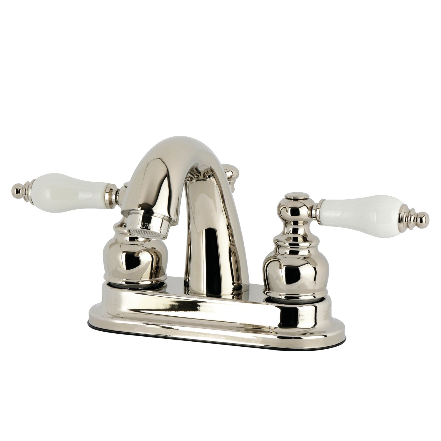 Kingston Heirloom KB5616PL - Robinet de salle de bains à double poignée de restauration 3 trous montage sur plage 4-Inch Centerset avec drain à tirette, nickel poli