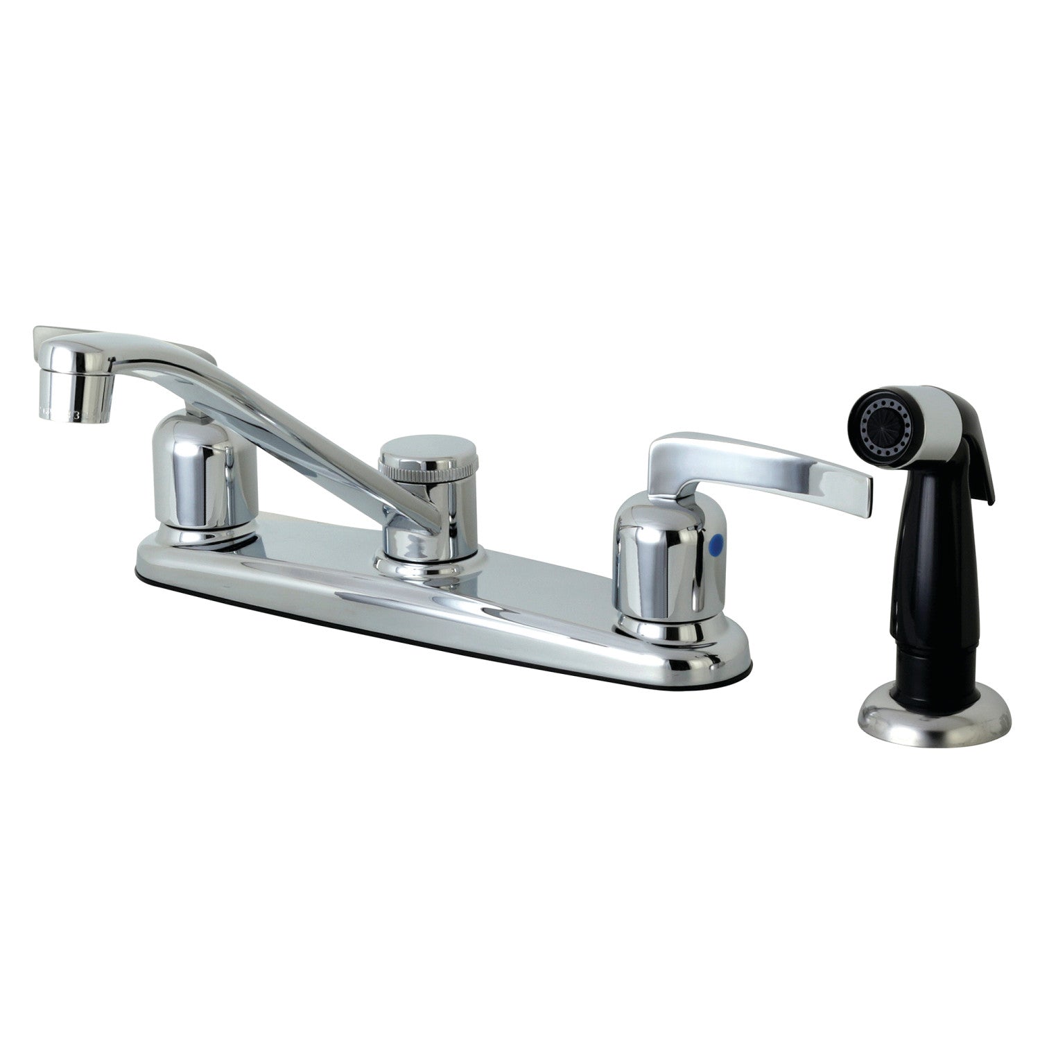 Kingston Tulare FB112EFL - Centurion à deux poignées 4 trous 8" Centerset Robinet de cuisine avec pulvérisateur latéral, chrome poli