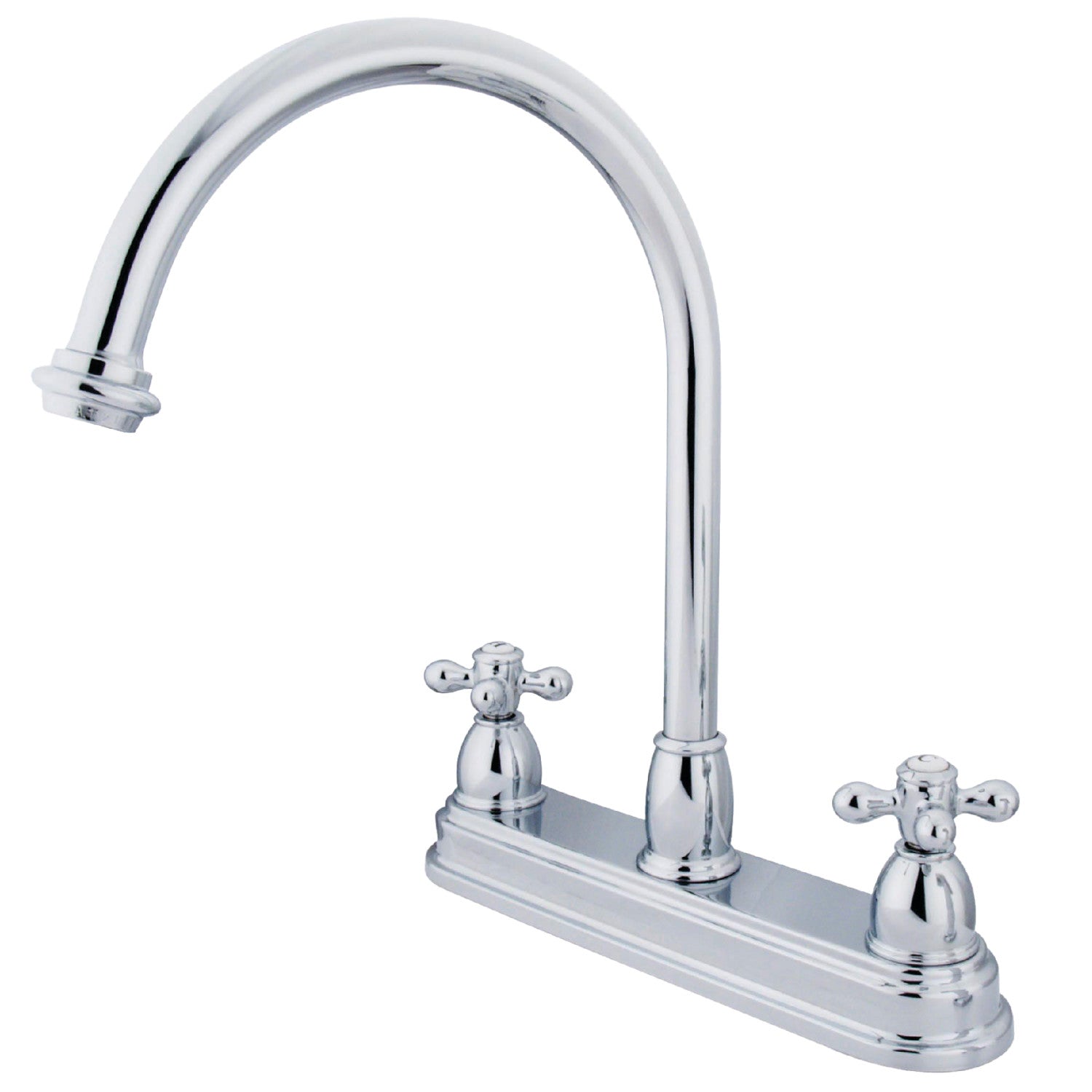 Kingston Heirloom KB3741AX - Robinet de cuisine central à deux poignées 3 trous 8, chrome poli