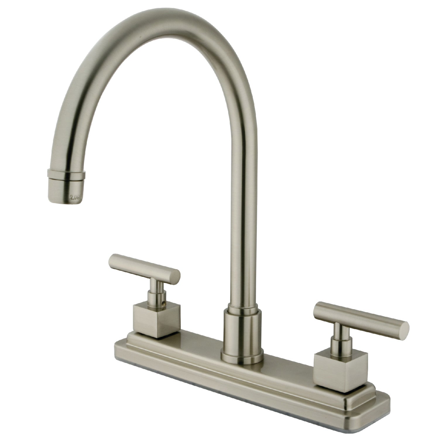 Kingston Sona KS8798CQLLS - Claremont Robinet de cuisine à deux poignées 3 trous 8" Centerset, Nickel brossé