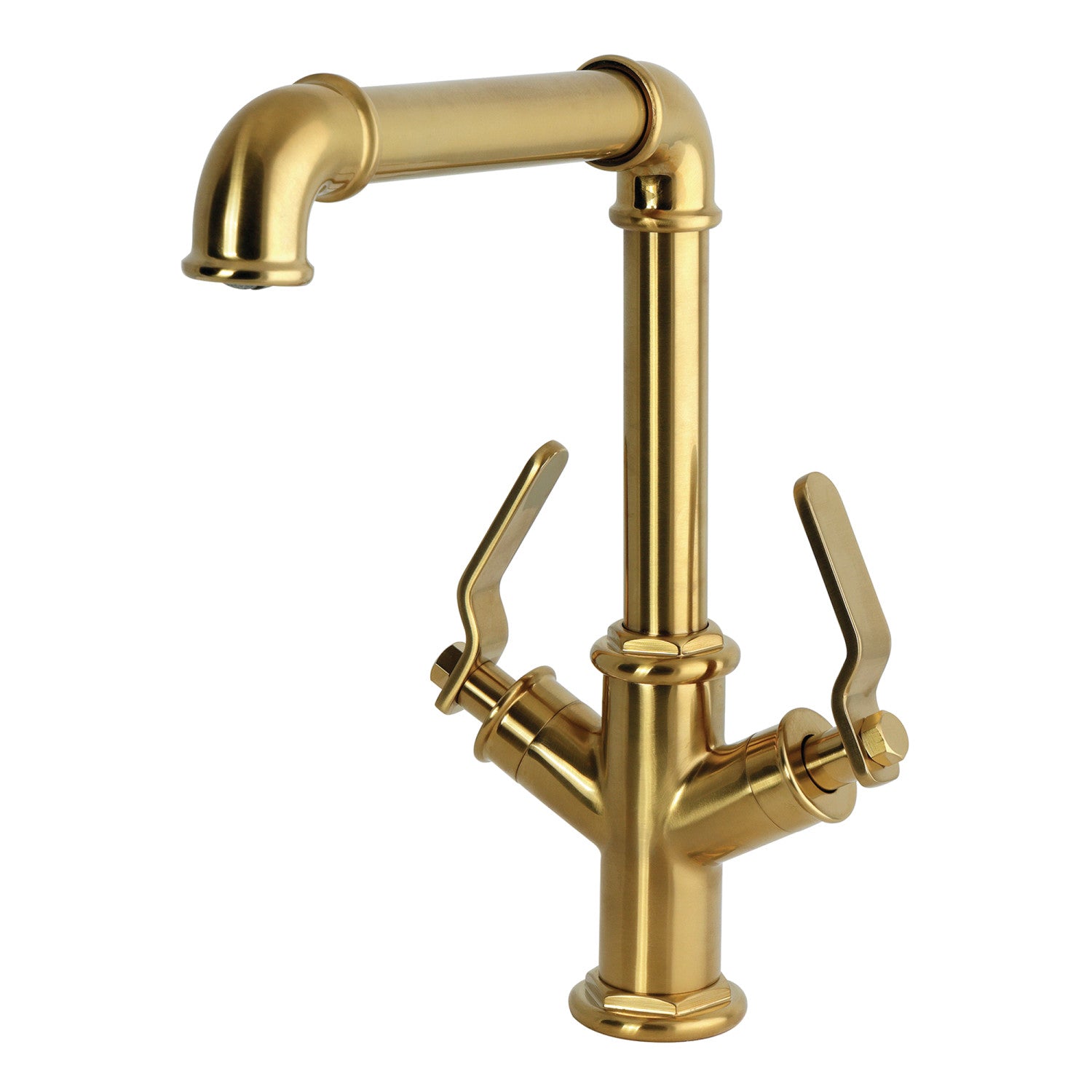 Kingston Whitaker LS6503KL Robinet de cuisine à deux poignées 1 trou, laiton brossé