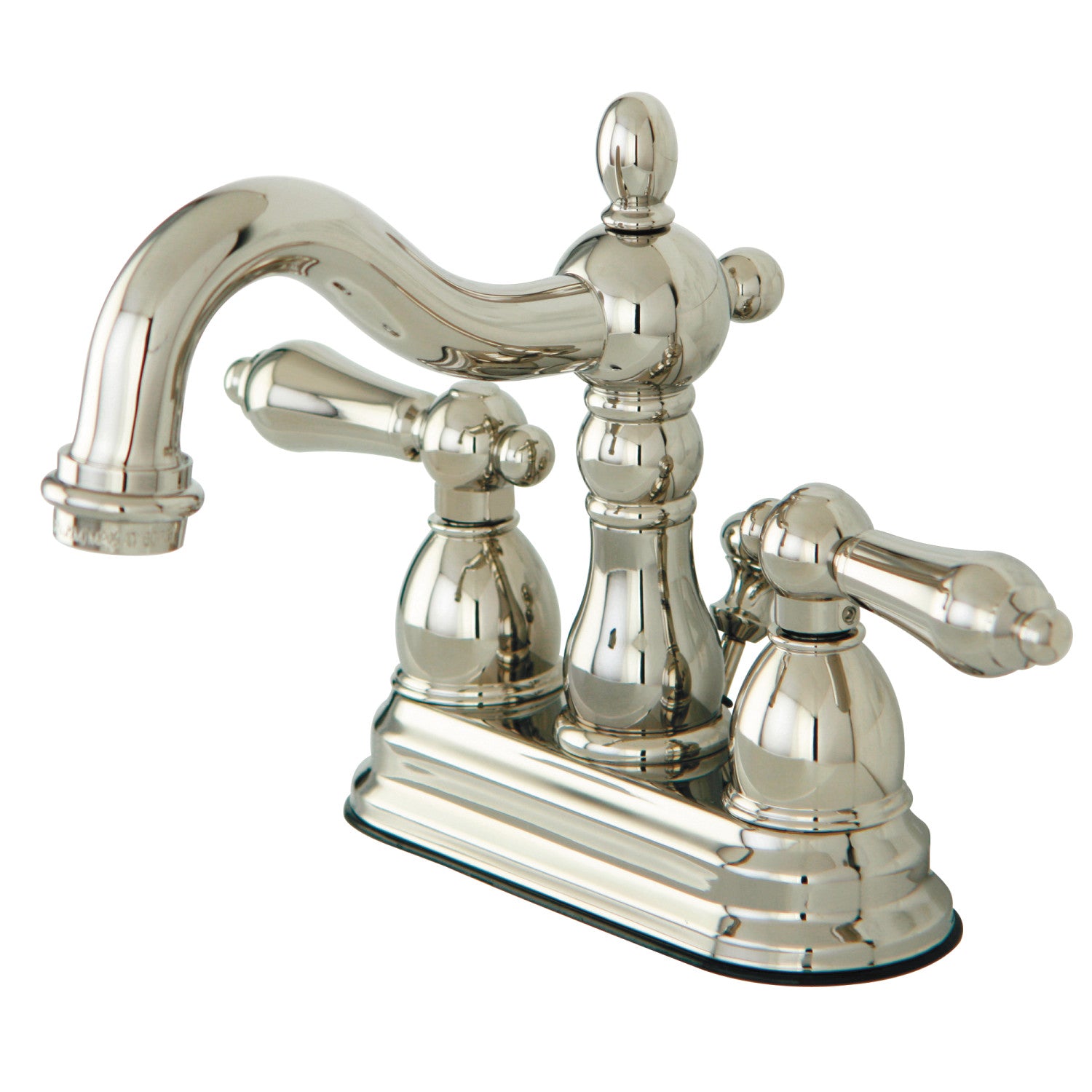 Kingston Heirloom KB1606AL - Heritage Double-Handle 3-Hole Deck Mount 4-Inch Centerset Bathroom Faucet with Pop-Up Drain, Polished Nickel